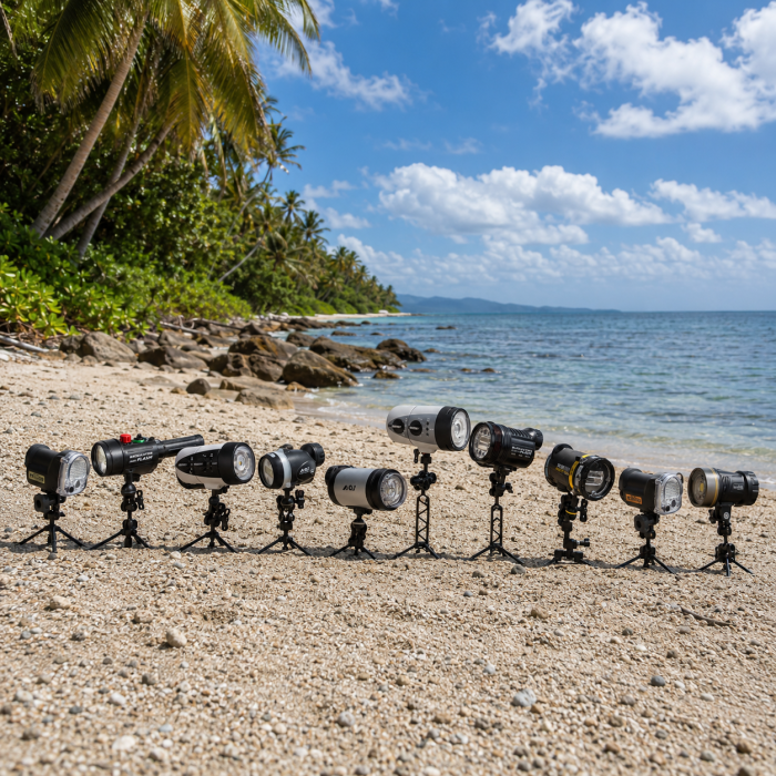 Underwater strobes and camera setup for underwater photography