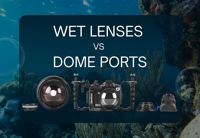Comparison of dome port and wet lens for underwater photography setup