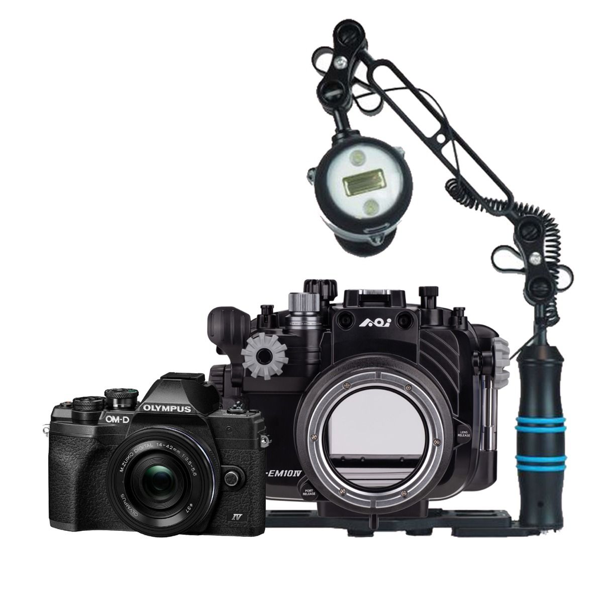 Olympus E-M10 IV with AOI underwater housing Pro Flash Q1i Kit
