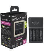 Panasonic quick charger + 4 x Eneloop Pro AA 2500 mAh batt.