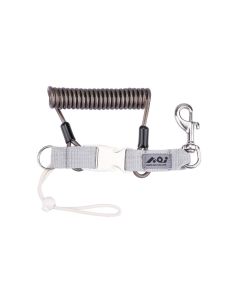 AOI LYD-02-WHT white spring coiled safety lanyard with quick-release buckle and swivel snap