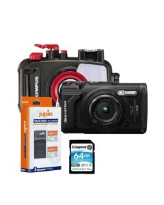 OM System TG-7 set | PT-059 + 64GB + batteries (Black) – Image 1