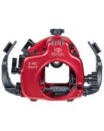 Aluminum anodized underwater housing for Olympus E-M1 Mark II mirrorless camera.