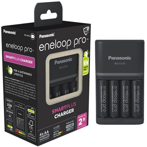 Panasonic Eneloop PRO Smart & Quick Charger + 4 AA 2500 mAh batteries  BQ-CC55E